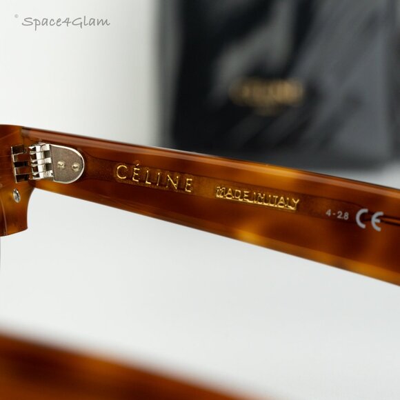 NEW Celine CL40059U 18N Shiny Rhodium Havana Green Women Cat Eye Sunglasses - Picture 7 of 9